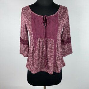 Wild Blue Sadie Robertson Blouse Juniors M Tasseled Crochet Boho Hippie Peasant
